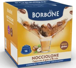 16 capsules compatibles Nescafé* Dolce Gusto* Cappuccino Nocciolone – CAFFE BORBONE