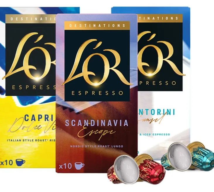 30 Capsules compatibles Nespresso* Original - Assortiment Capri Scandinavia Santorini - L'OR ESPRESSO
