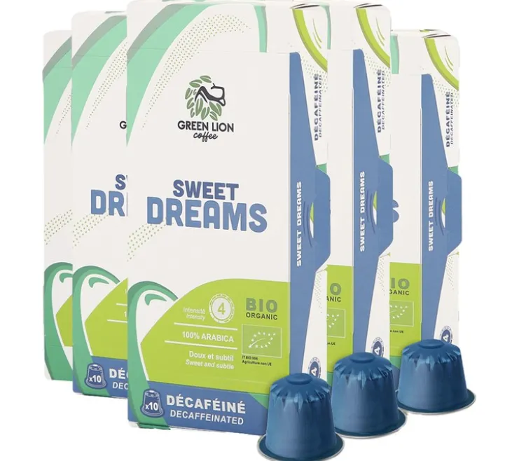 50 capsules compatibles Nespresso* Original Sweet dreams décaféiné bio - GREEN LION COFFEE