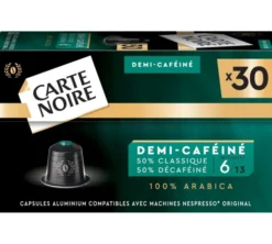 30 capsules compatibles Nespresso* Original Demi-caféiné - CARTE NOIRE