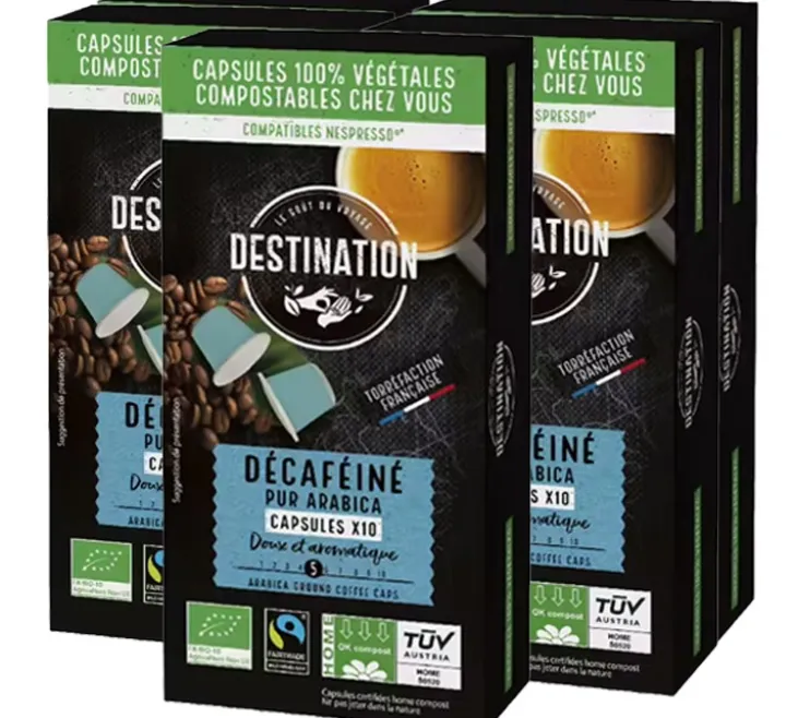 50 capsules compatibles Nespresso* Original - Décaféiné Equitable Pur Arabica Bio - DESTINATION