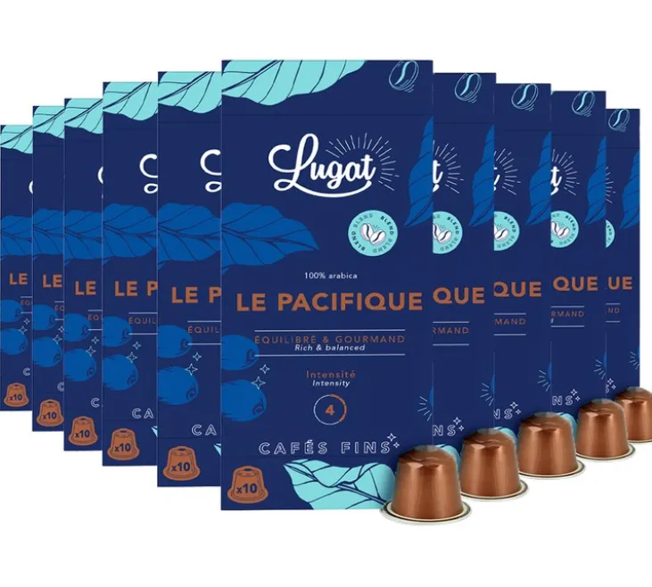 100 capsules compatibles Nespresso* Original Le Pacifique - LUGAT - Anti Gaspi - DLUO 20/11/2026