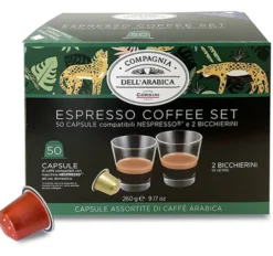 50 capsules compatibles Nespresso* Original + 2 verres espresso - CORSINI