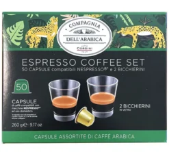 50 capsules compatibles Nespresso* Original + 2 verres espresso - CORSINI