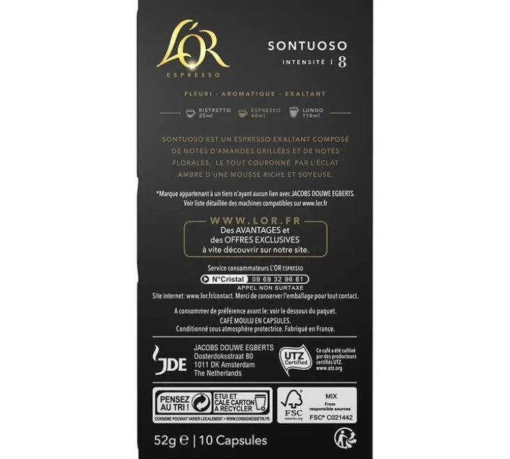 10 capsules compatibles Nespresso* Original Sontuoso - L'OR ESPRESSO