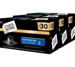 90 capsules compatibles Nespresso* Original Espresso Décaféiné - CARTE NOIRE