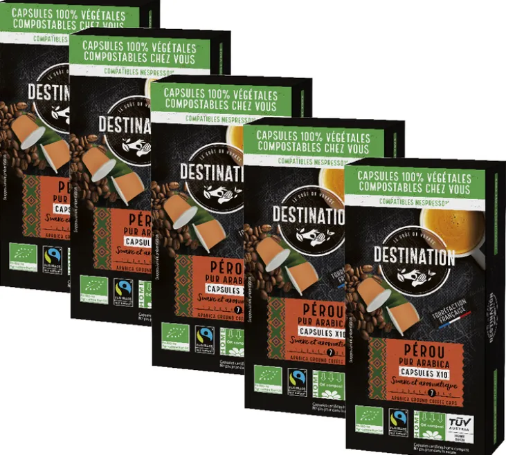 50 capsules compatibles Nespresso* Original - Pérou Equitable Pur Arabica Bio - DESTINATION