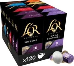 120 capsules compatibles Nespresso* Original - Assortiment 8 variétés - L'OR ESPRESSO