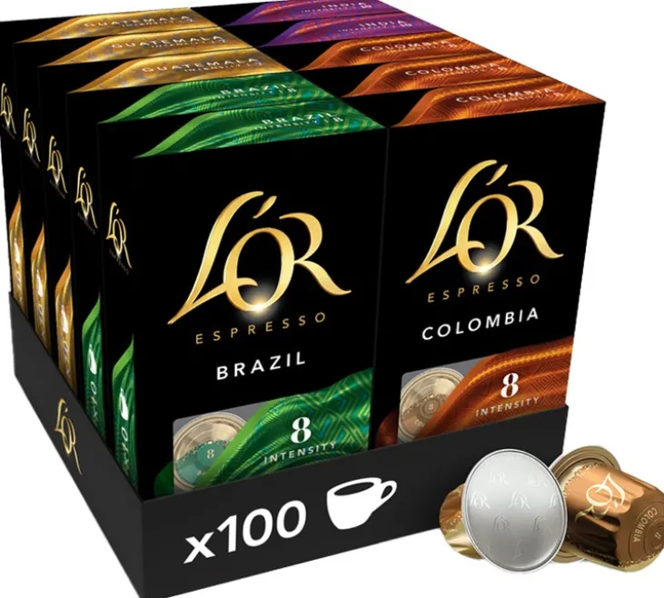 100 capsules compatibles Nespresso* Original - Assortiment 4 variétés - L'OR ESPRESSO