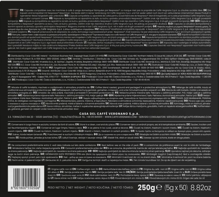 50 capsules compatibles Nespresso* Original Espresso Intenso - CAFFE VERGNANO