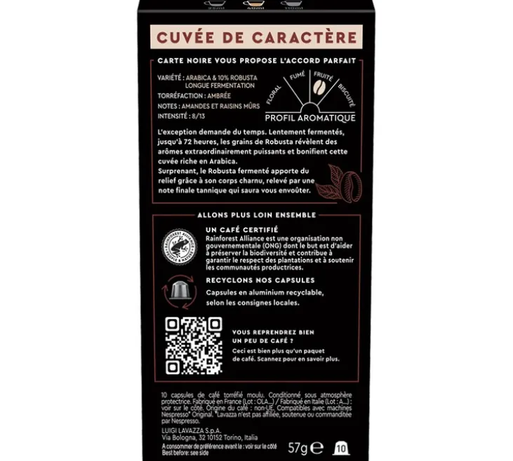 10 capsules compatibles Nespresso* Original Cuvée de caractère - CARTE NOIRE