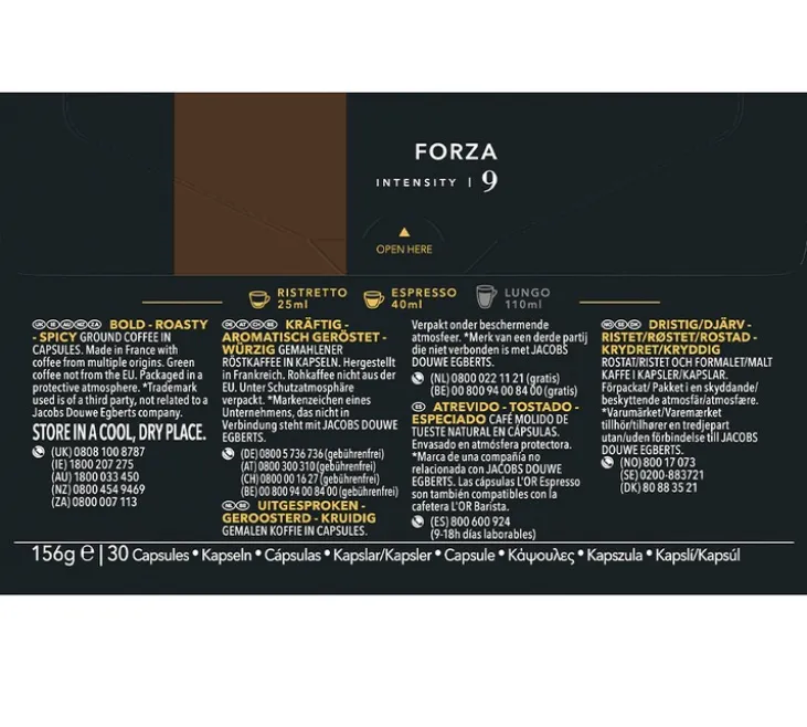 30 capsules compatibles Nespresso* Original Forza - L'OR ESPRESSO