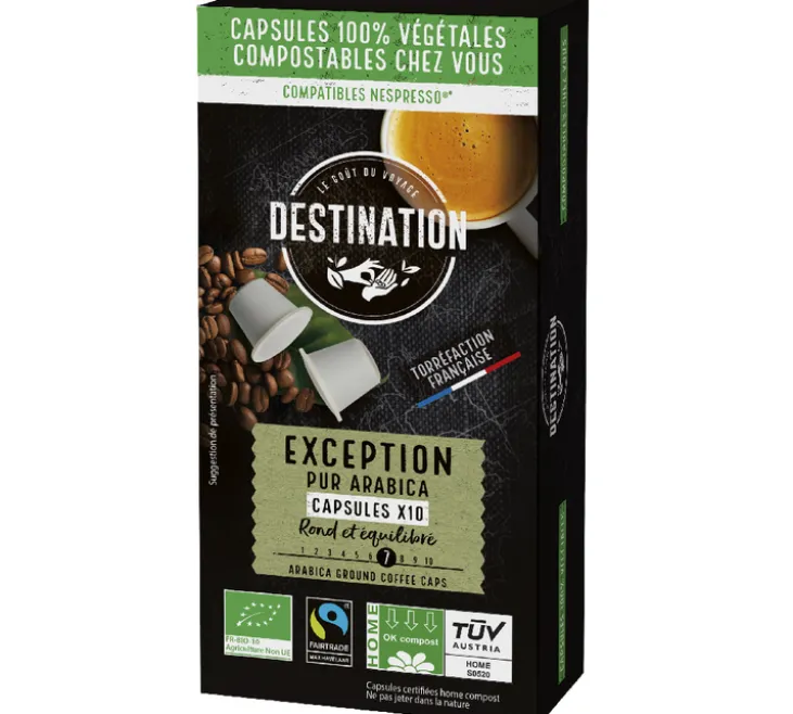10 capsules compatibles Nespresso* Original - Exception Equitable Pur Arabica Bio - DESTINATION