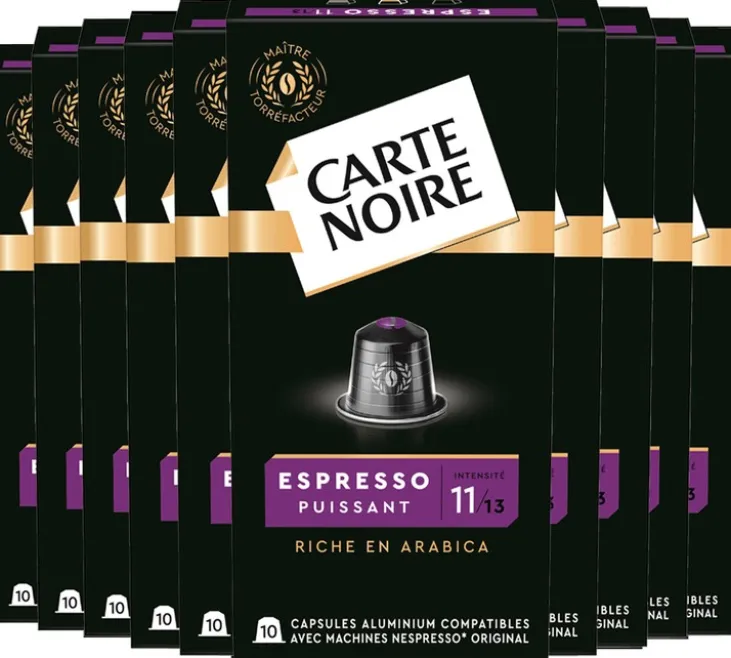 100 capsules compatibles Nespresso* Original Espresso puissant N°11 - CARTE NOIRE