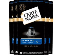 50 capsules compatibles Nespresso* Original Espresso Décaféiné - CARTE NOIRE