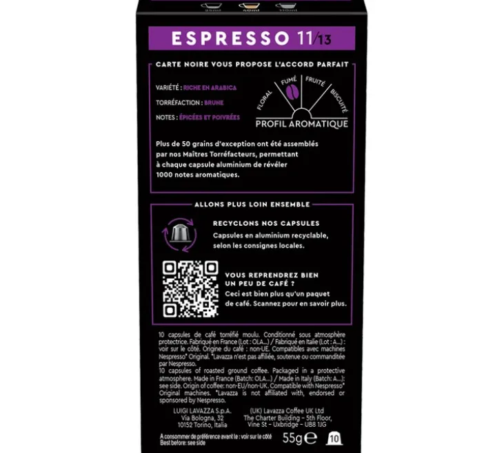 50 capsules compatibles Nespresso* Original Espresso Puissant n°11 - CARTE NOIRE