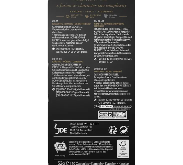10 capsules compatibles Nespresso* Original Or Absolu - L'OR ESPRESSO