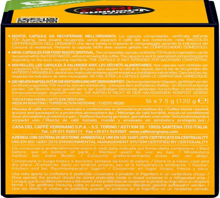 128 Capsules compostables compatibles A Modo Mio Lavazza Napoli - CAFFE VERGNANO