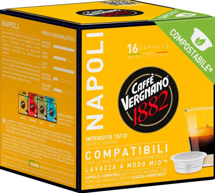 128 Capsules compostables compatibles A Modo Mio Lavazza Napoli - CAFFE VERGNANO