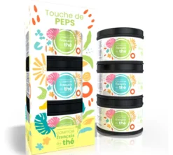 Coffret thé vert et maté Touche de pep's - 3 x boîte 25 g - COMPTOIR FRANÇAIS DU THÉ