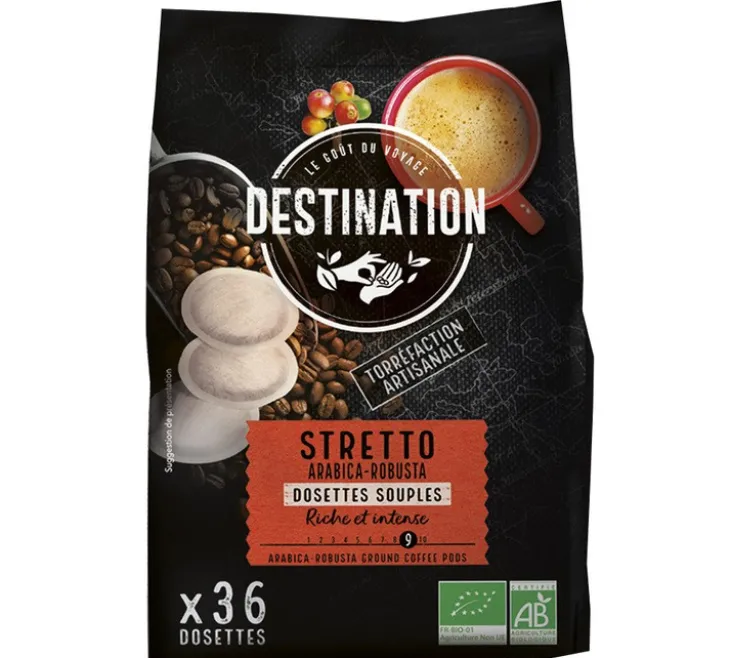 36 dosettes Senseo compatibles Stretto Italiano Arabica/Robusta Bio - DESTINATION