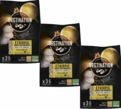 108 dosettes Senseo compatibles Ethiopie Equitable Moka Pur Arabica Bio - DESTINATION