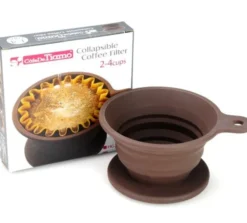Dripper Tiamo à fond plat en silicone marron 2 tasses