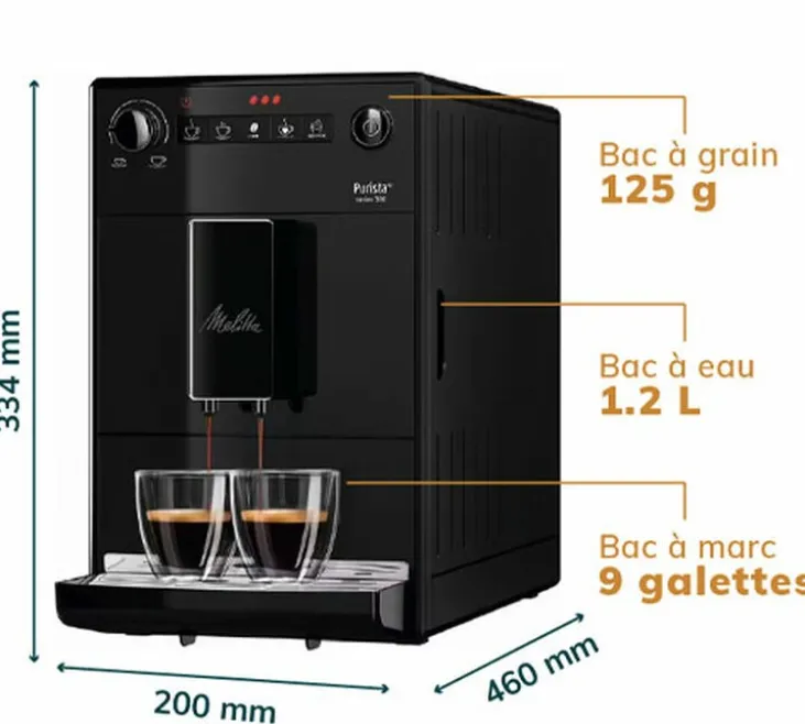 Expresso Broyeur MELITTA Purista® F230-002 Pure Black Exclusive