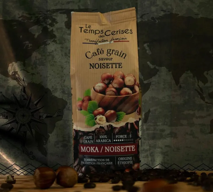 900 g - Café en grain - aromatisé Noisette - Le Temps des Cerises