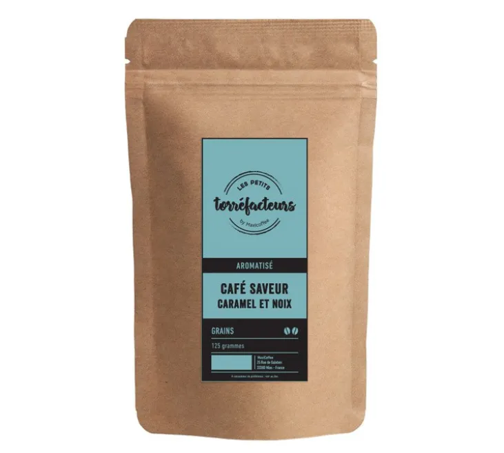 125 g - Café en grain - Aromatisé saveur Caramel & Noix - LES PETITS TORRÉFACTEURS