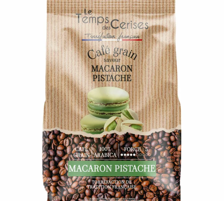 900 g - Café en grain - Macaron Pistache - LE TEMPS DES CERISES