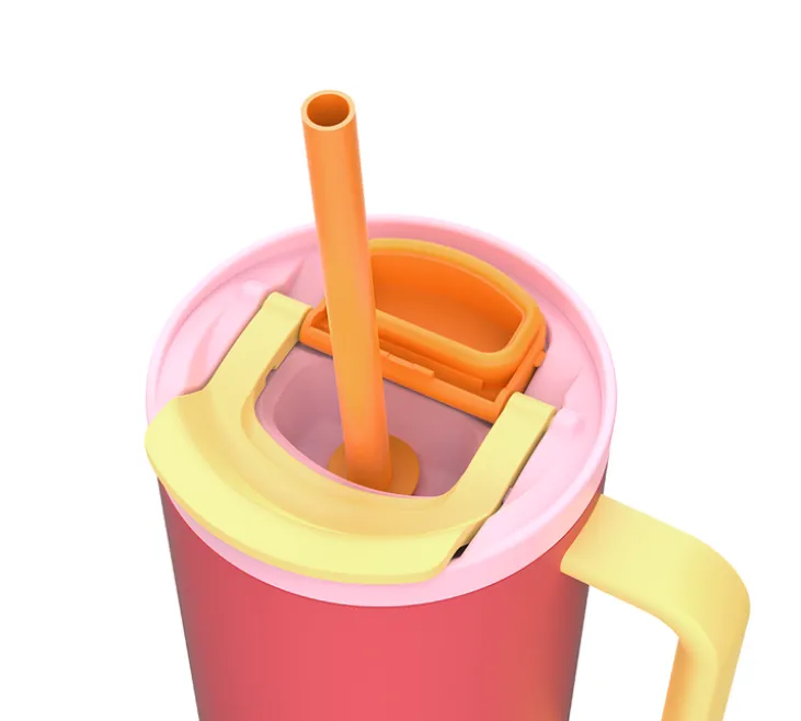 Gourde isotherme avec paille Rio Pink papaya - 95 cl - KAMBUKKA