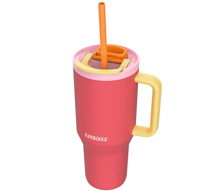Gourde isotherme avec paille Rio Pink papaya - 95 cl - KAMBUKKA