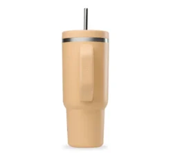 Gourde isotherme avec paille Travel cup abricot - 90 cl - QWETCH