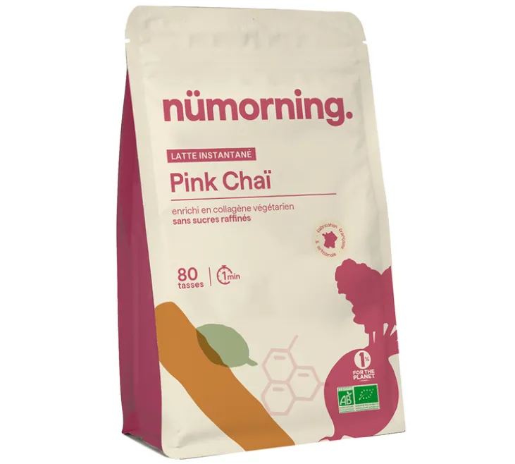 Latte instantané Pink Chaï et collagène bio - Sachet 500 g - NÜMORNING
