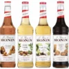 Lot de 4 Sirops Monin - French Vanilla / Caramel / Cookie Chocolat / Noisette - 4 x 70 cl