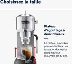 Machine expresso DELONGHI Dedica Arte EC885.M Metal buse vapeur LatteArt + Pack Barista