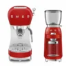 Machine expresso SMEG ECF02RDEU + Moulin à café SMEG CGF01RDEU