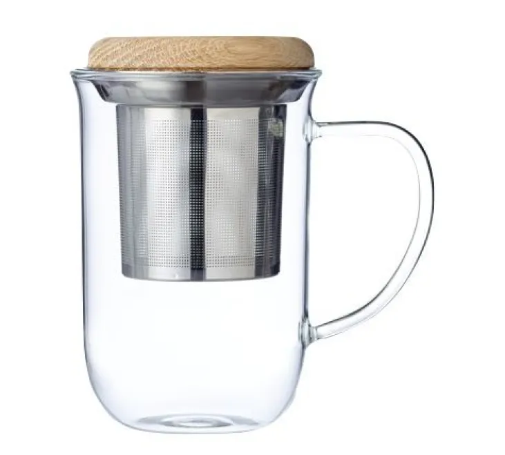 Mug avec infuseur VIVA Scandinavia avec couvercle en bois - 35 cl
