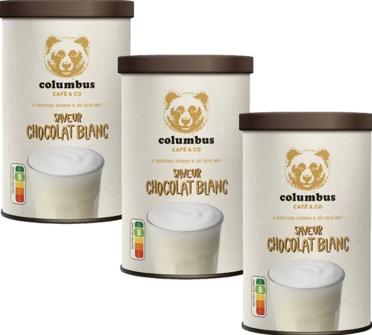 Pack Chocolat poudre saveur Chocolat Blanc - Vrac 3 x 350 g - COLUMBUS & CO