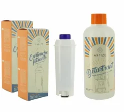Pack Entretien ARFIZE 2 cartouches filtrantes + Détartrant compatibles DELONGHI (DLSC002) - ARFIZE