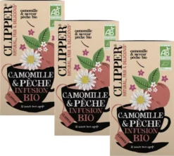 Pack Infusion Camomille Pêche Bio - 3 x 20 sachets - CLIPPER