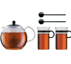 Pack Théière Assam à piston + 2 verres Bistro 30 cl + 2 agitateurs Noir - Bodum