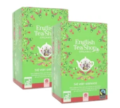 Pack Thé Vert Grenade et Pétales de Rose Bio & Equitable - 2 x 20 sachets - FAIRTRADE - ENGLISH TEA SHOP