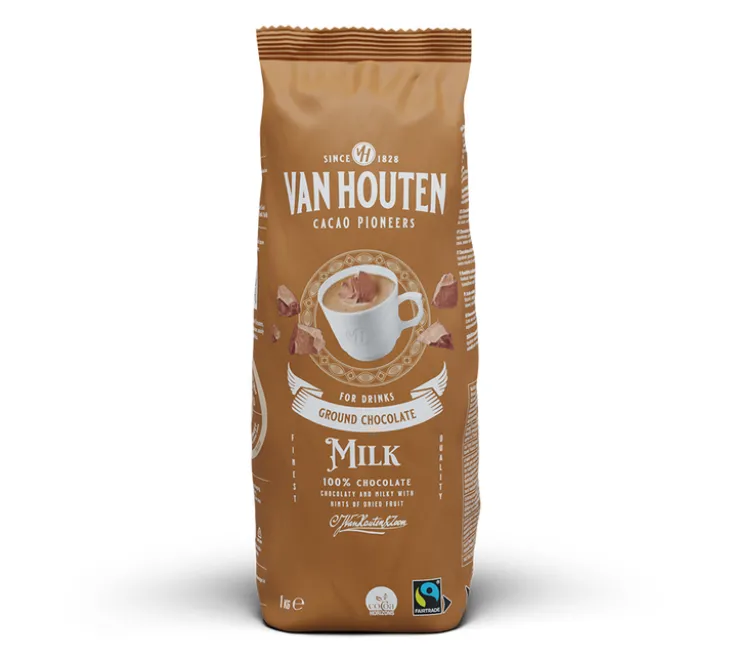 Poudre Chocolat Râpé Chocolat au Lait 100% Chocolat - Vrac 1 kg - FAIRTRADE - VAN HOUTTEN