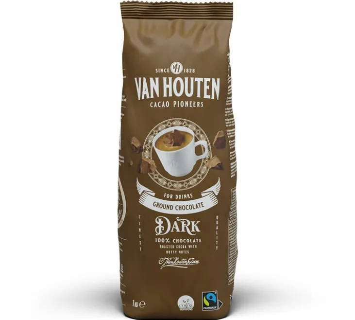Poudre Chocolat Râpé Chocolat Noir 100% Chocolat - Vrac 1 kg - FAIRTRADE - VAN HOUTEN