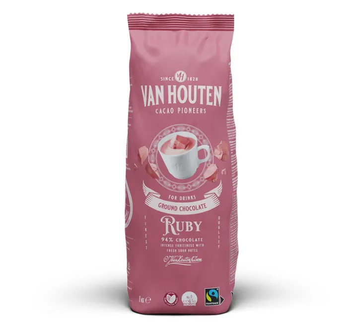 Poudre Chocolat Râpé Chocolat Ruby 94% Chocolat - FAIRTRADE - Vrac 1 kg - VAN HOUTEN