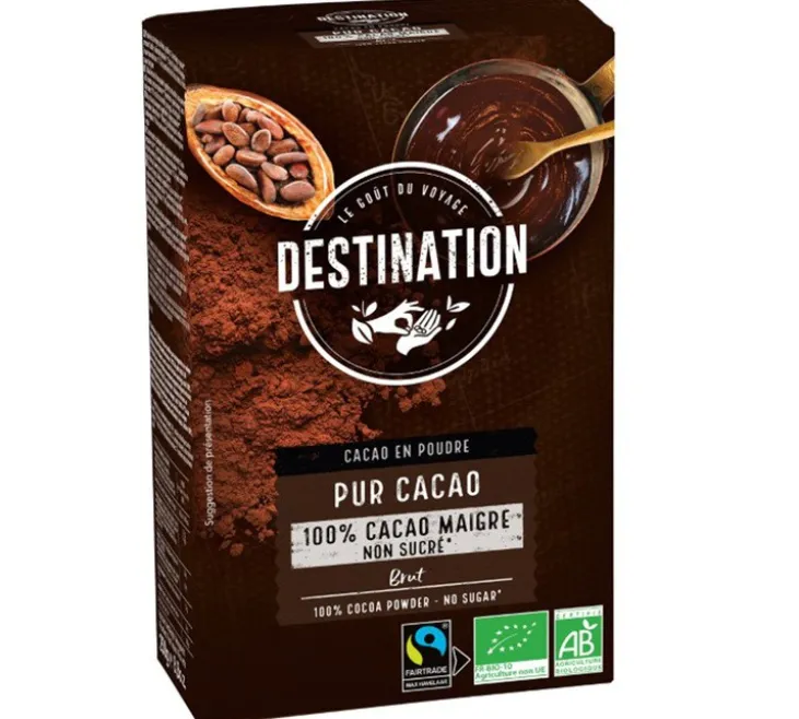 Pur Cacao Maigre 10-12% MG Sans Sucre Poudre Bio & Equitable - Vrac 250 g - FAIRTRADE - DESTINATION