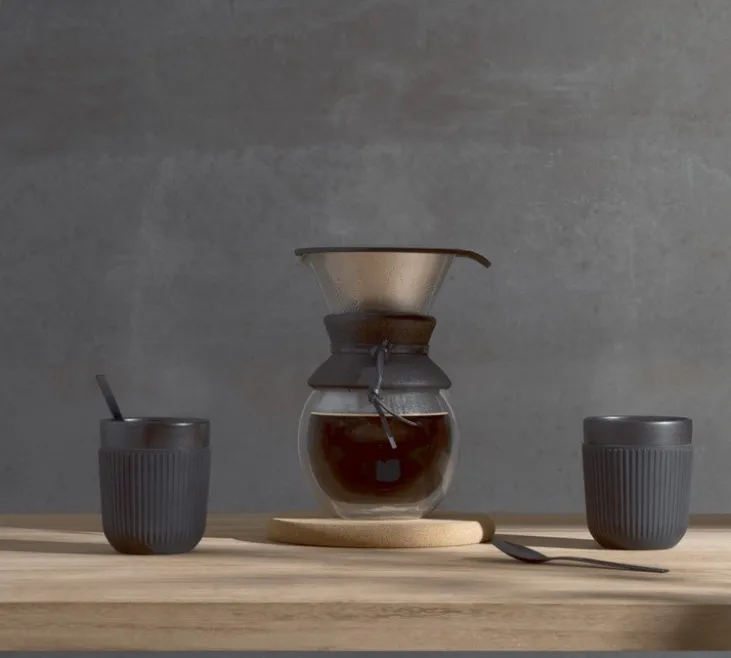 Set de 2 mugs Douro double paroi - porcelaine noire - 10cl - BODUM
