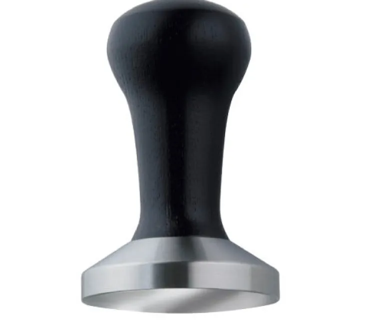 Tamper café MOTTA 58 mm base acier convexe et manche bois noir